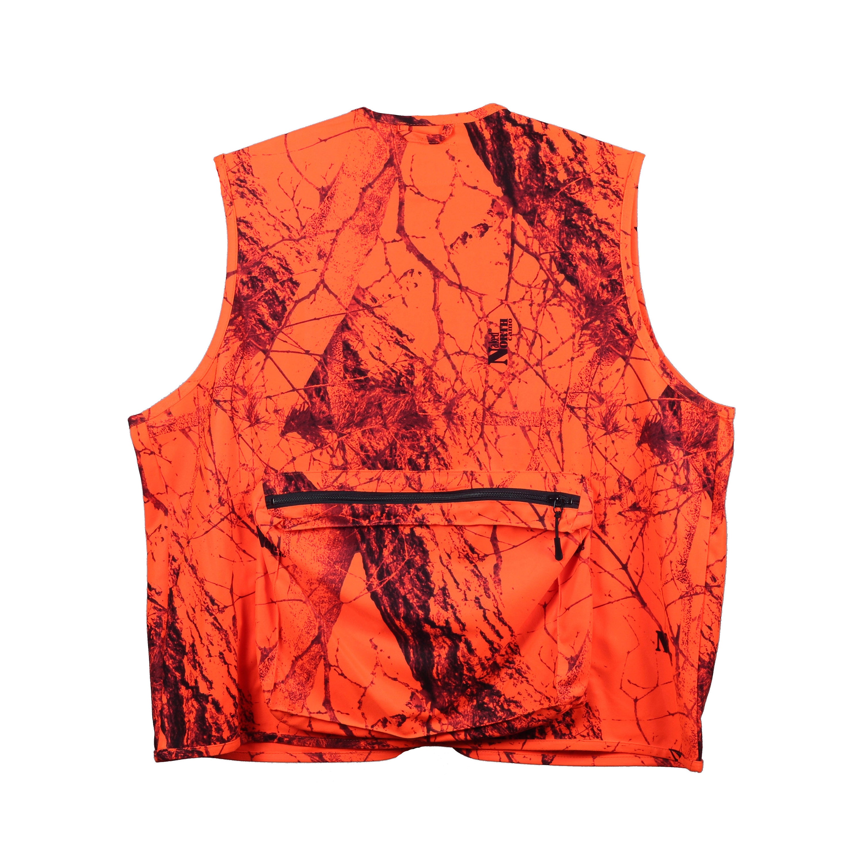 Load image into Gallery viewer, Snapcartshop big game sneaker vest back view  (naked north blaze orange camo)
