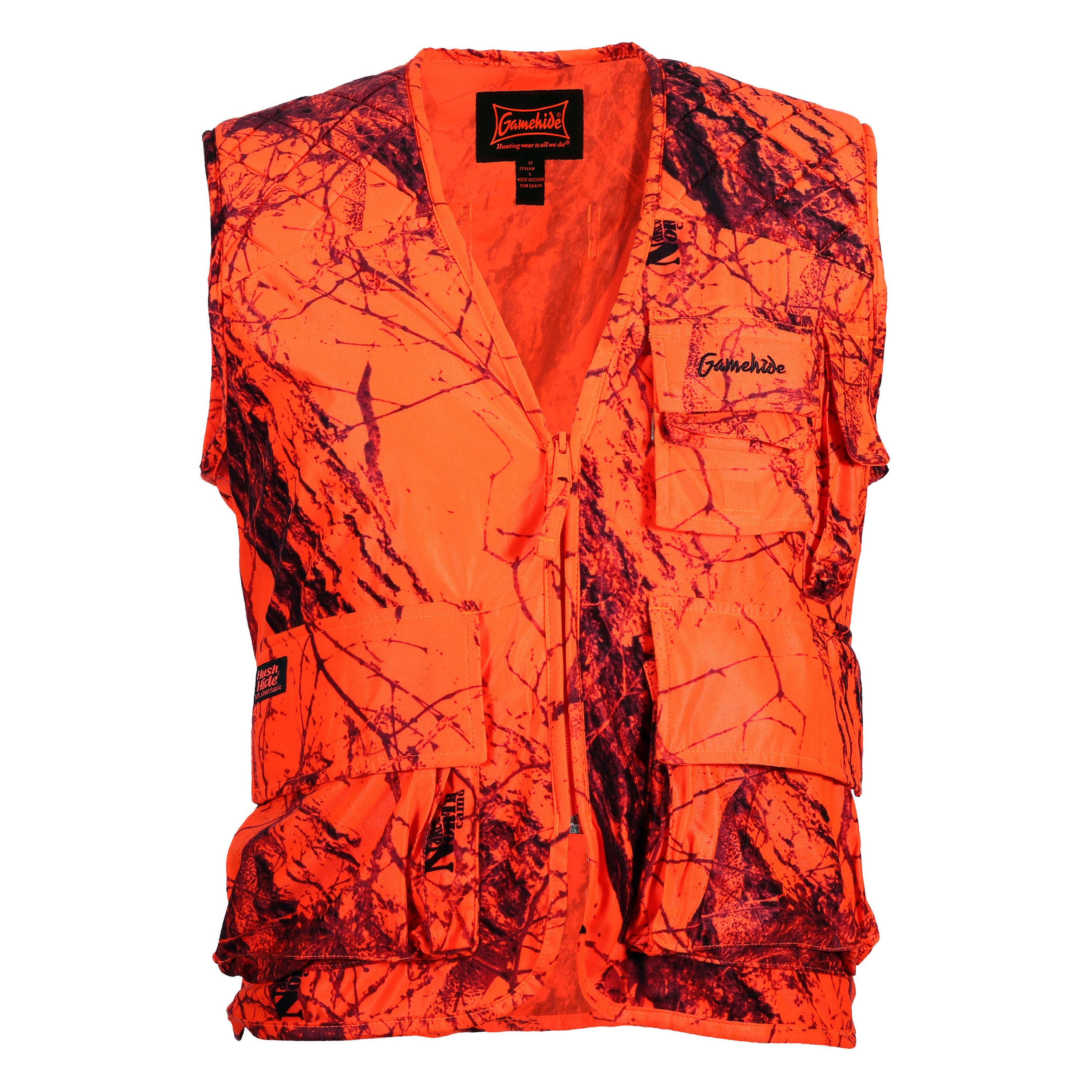Snapcartshop big game sneaker vest front view (naked north blaze orange camo)