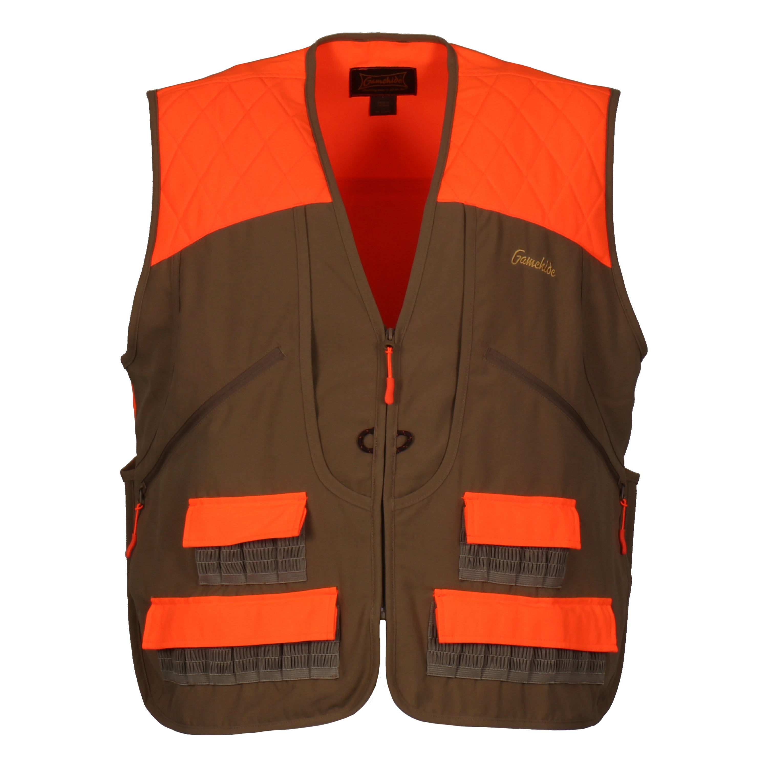 Snapcartshop Pheasant Vest front (tan/blaze orange)