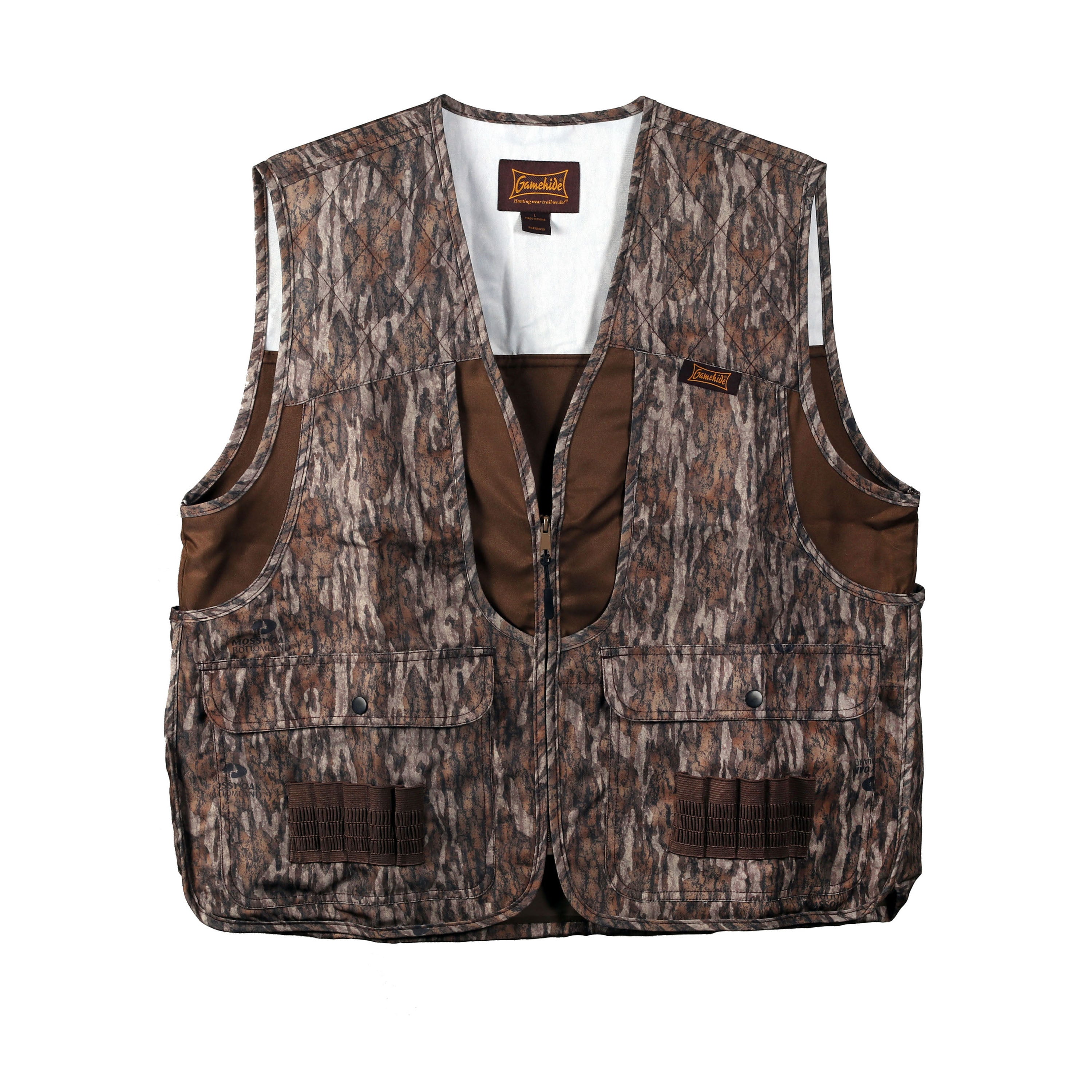 Snapcartshop Lightweight Dove & Upland Vest front (mossy oak new bottomland)