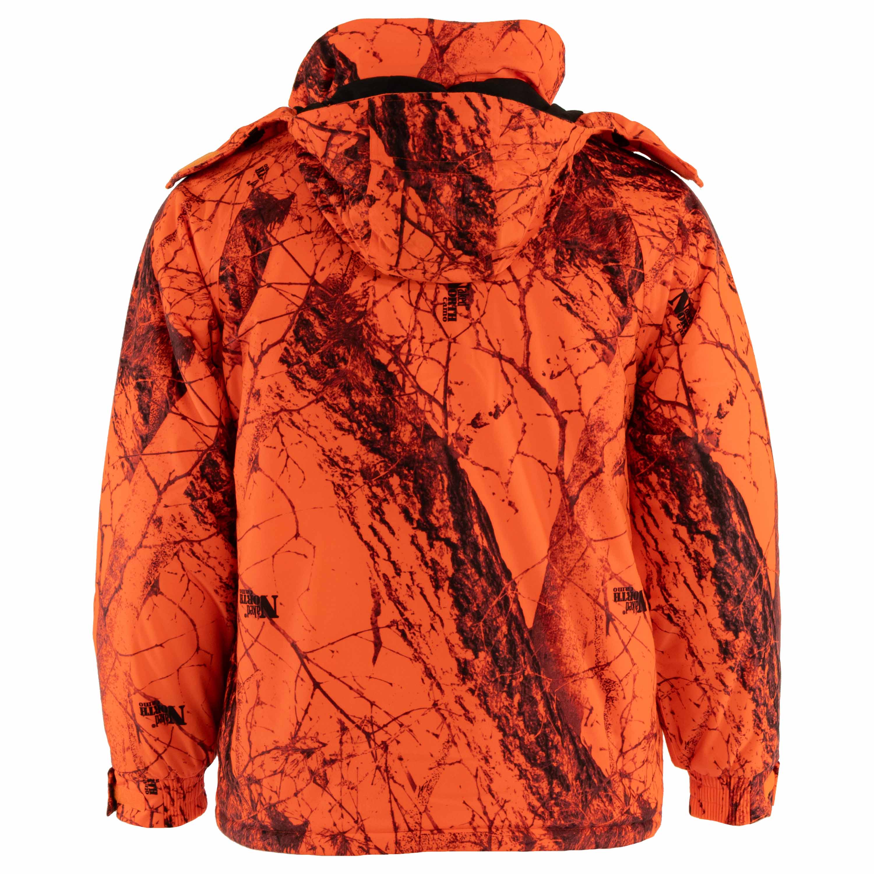 Load image into Gallery viewer, Snapcartshop Flatland Parka back (naked north blaze orange camo)
