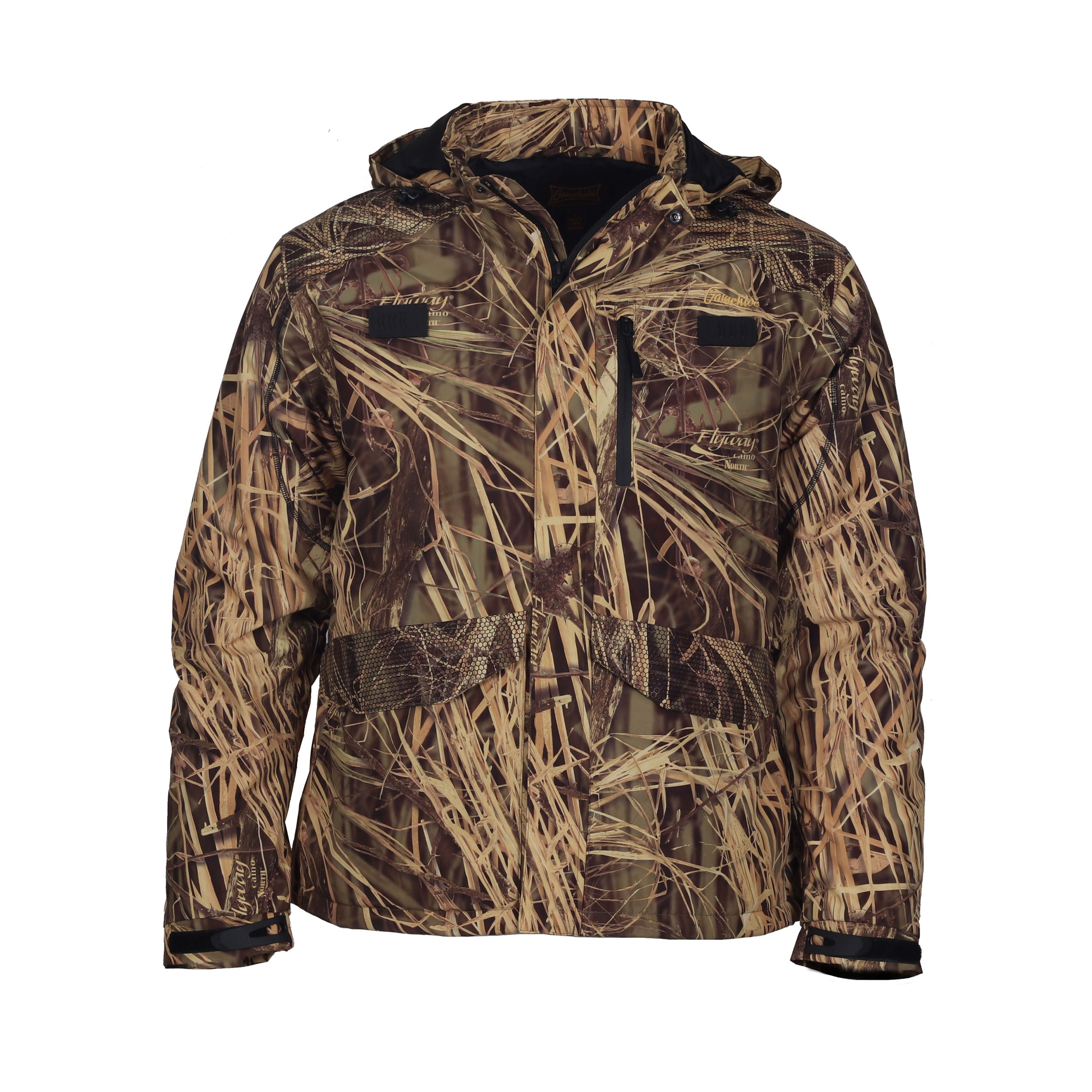 Load image into Gallery viewer, Snapcartshop slough creek jacket front view (flyway camo north)
