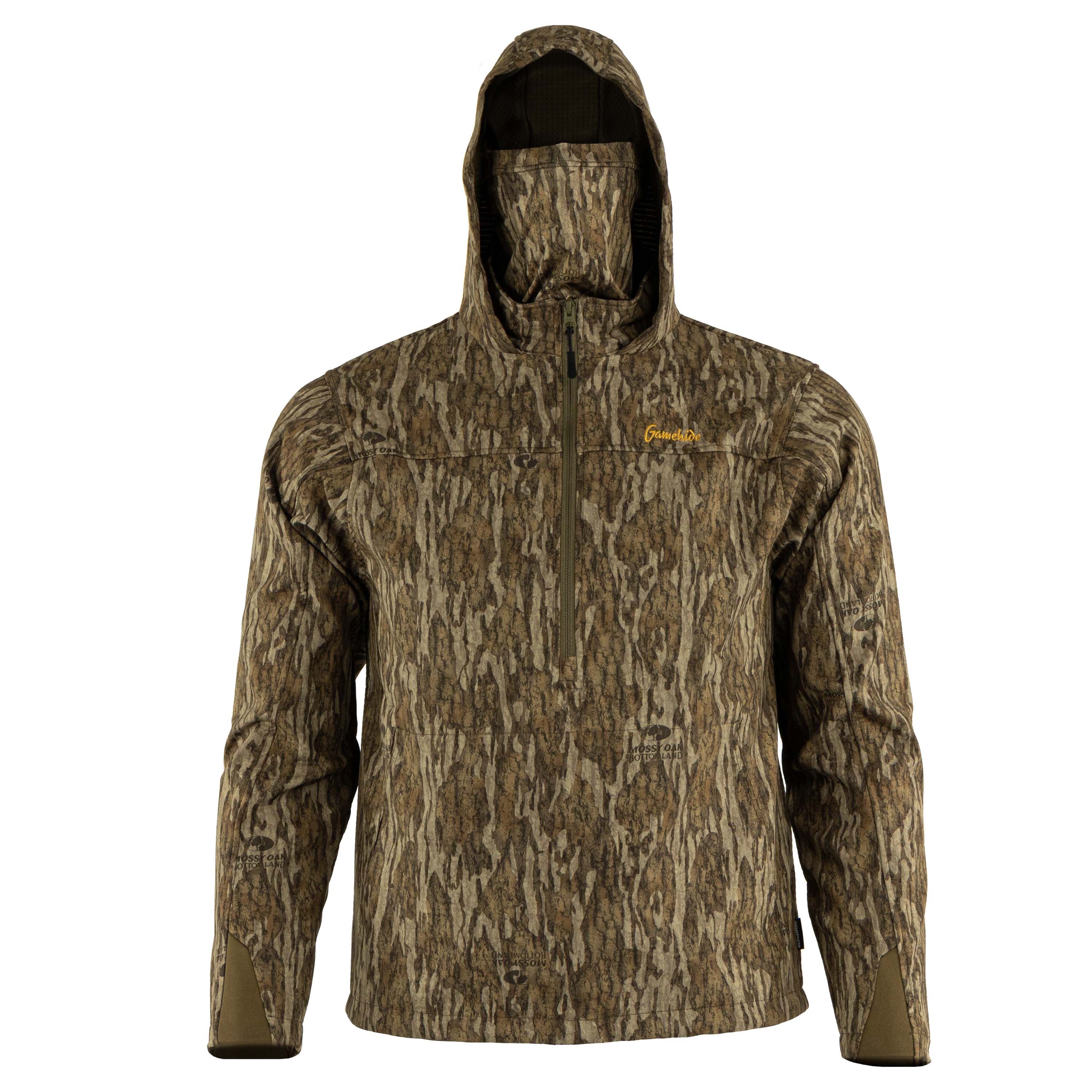 Load image into Gallery viewer, Solitude ridge pullover - hood up- front view (mossy oak new bottomland)
