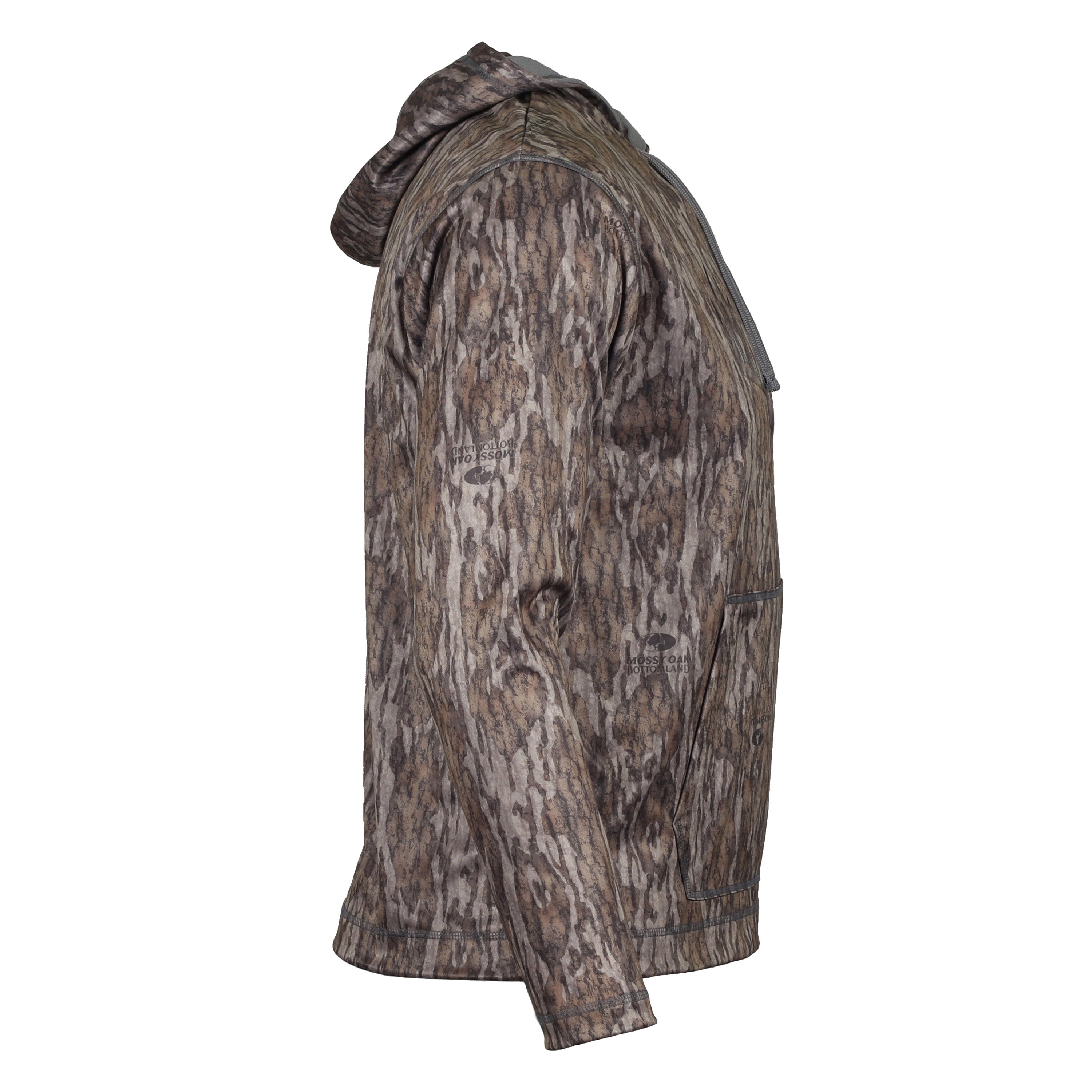 Load image into Gallery viewer, Snapcartshop Performance Fleece Hoodie side (mossy oak new bottomland)
