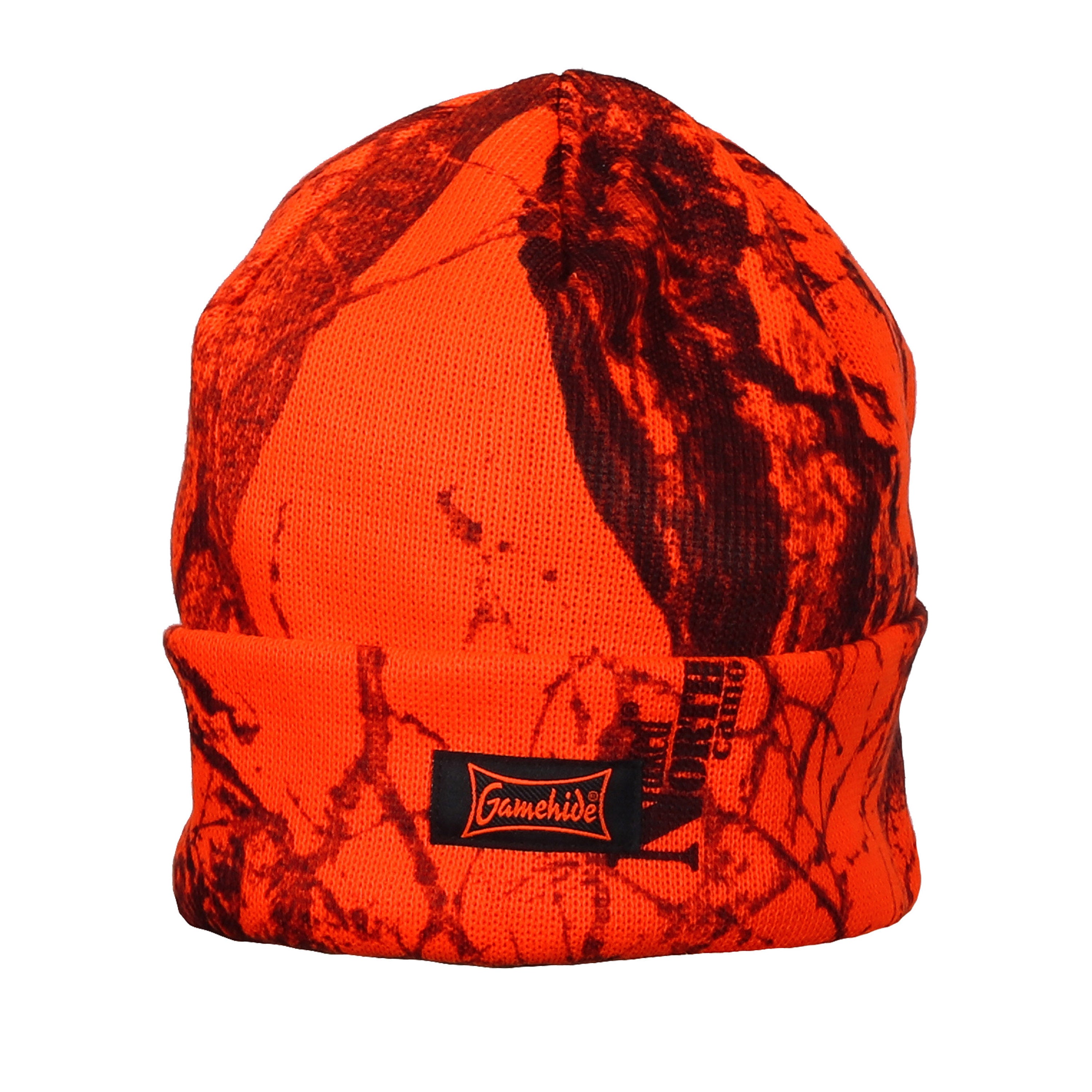 Load image into Gallery viewer, Snapcartshop knit hat (naked north blaze orange camo)
