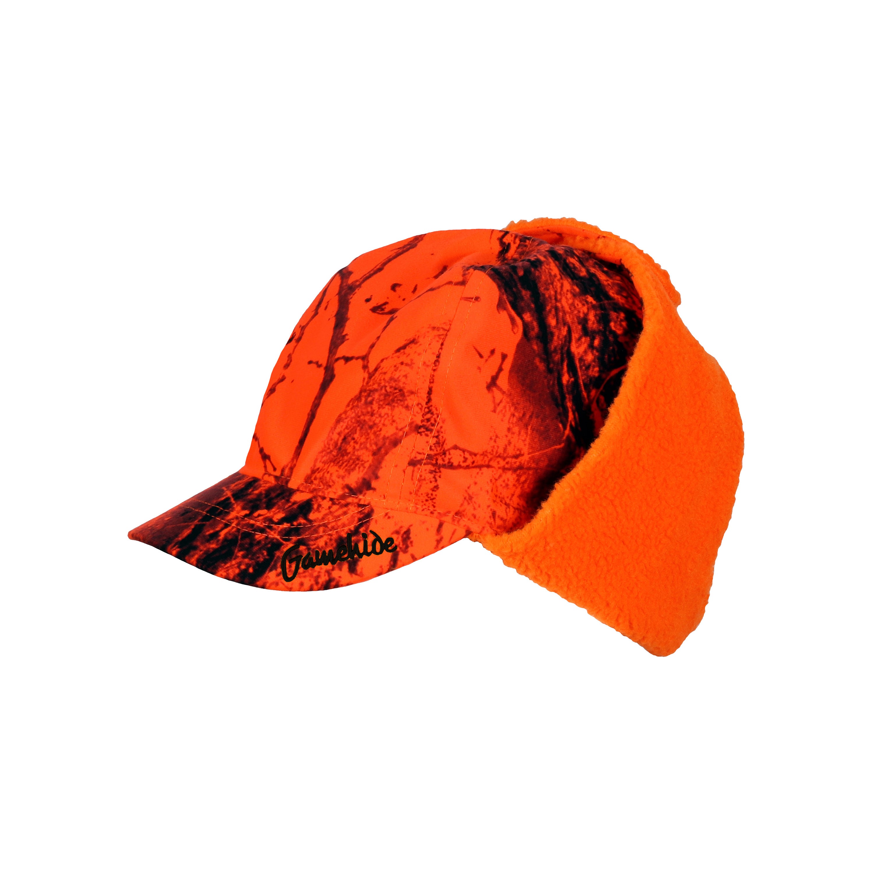 Snapcartshop trophy hat flaps up (naked north blaze orange camo)