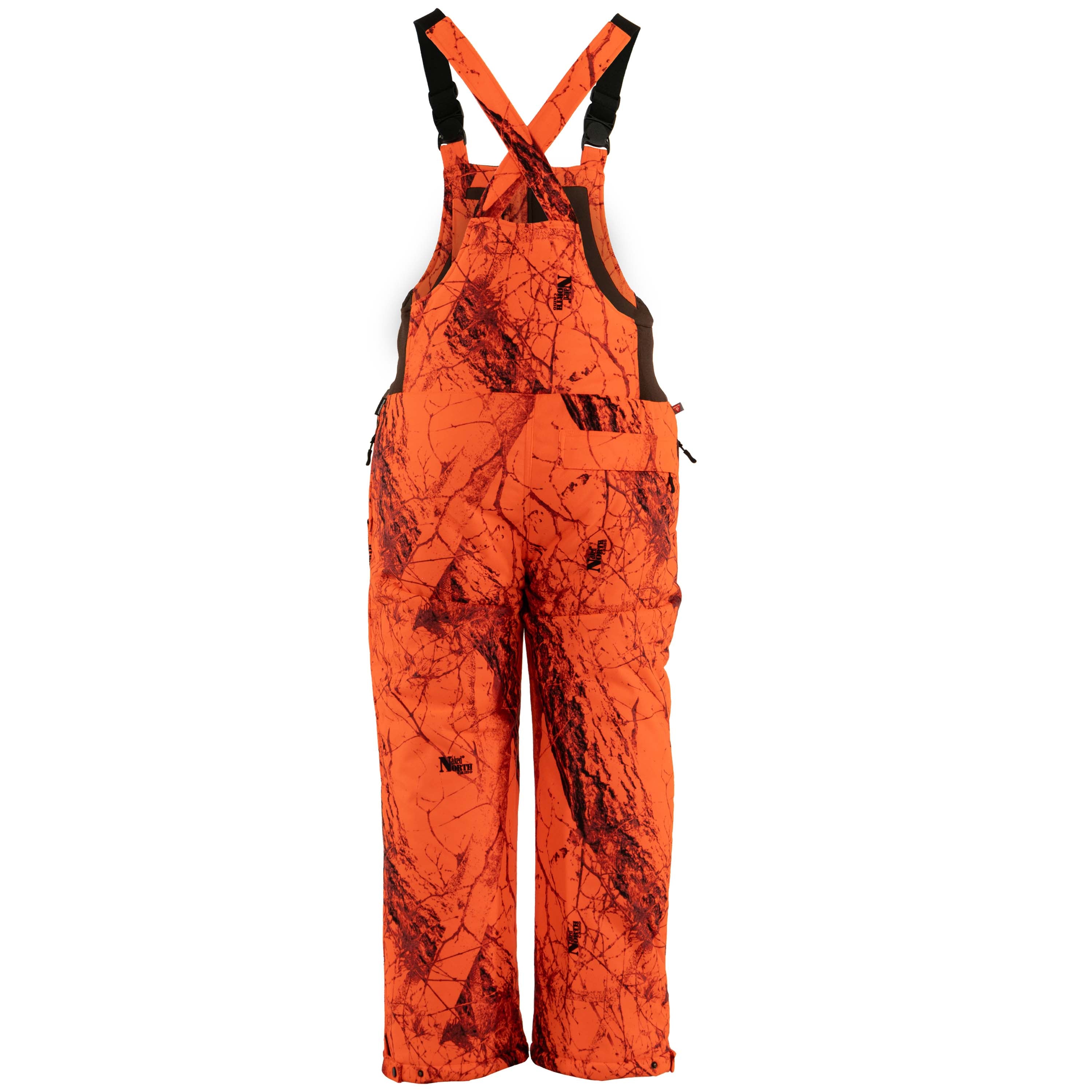 Load image into Gallery viewer, Snapcartshop embers edge bib - back view - (naked north blaze orange camo)
