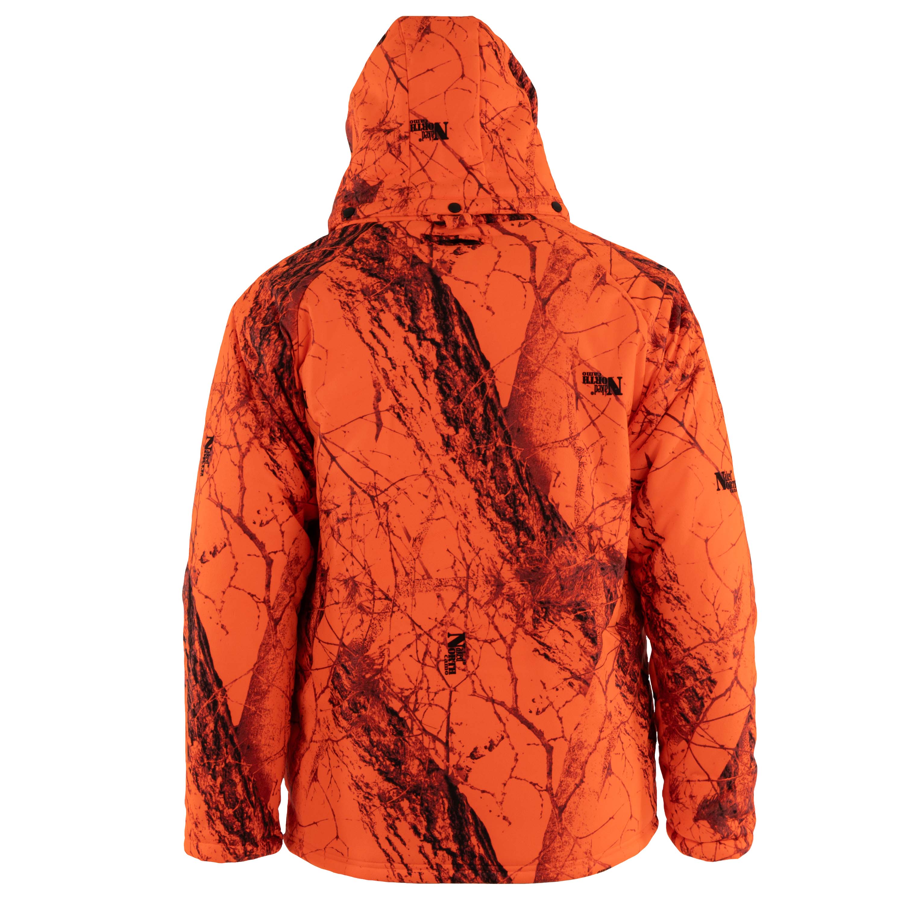Load image into Gallery viewer, Embers Edge parka - back view (naked north blaze orange camo)

