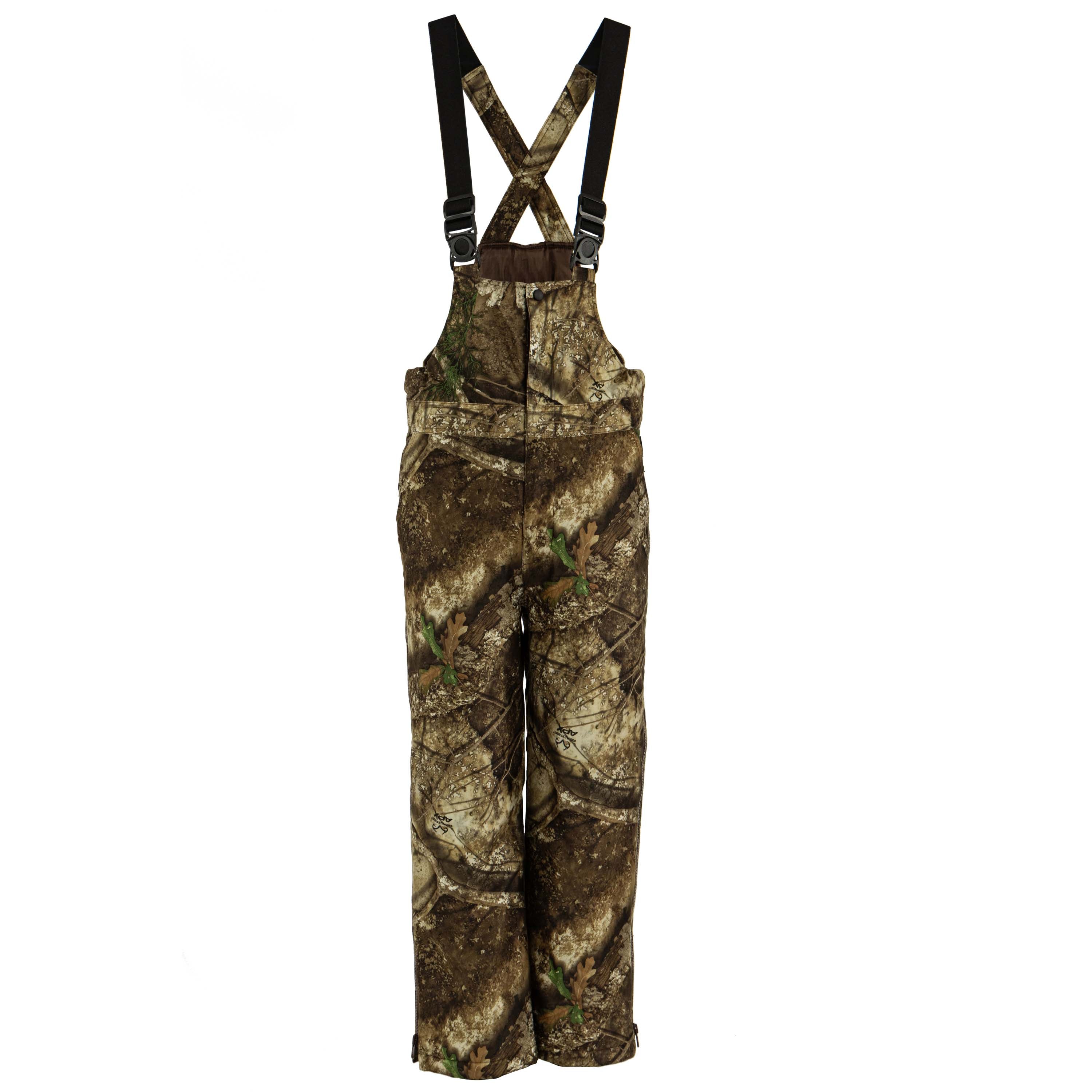 Snapcartshop Youth Tundra Bibs front view (realtree apx).