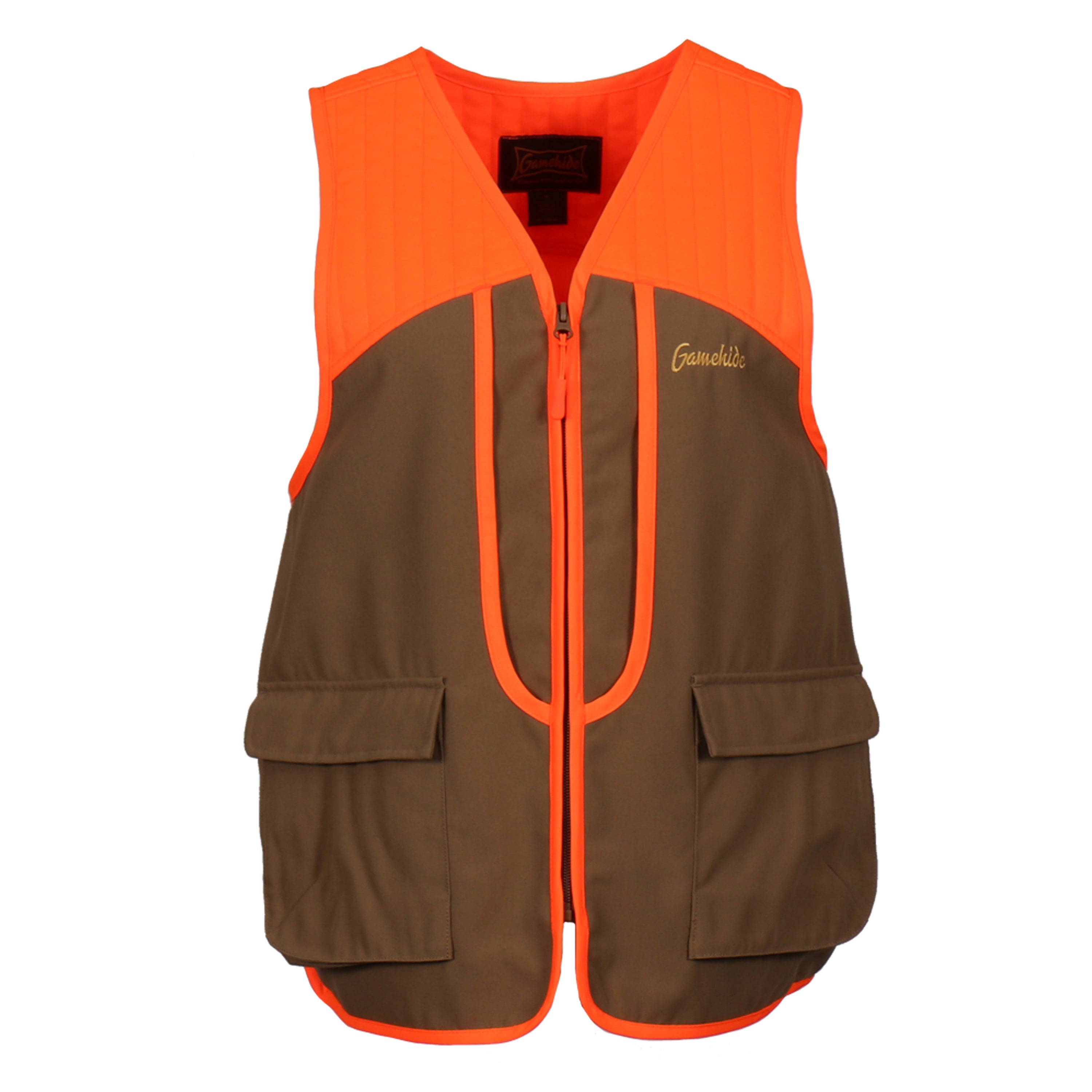 Load image into Gallery viewer, Snapcartshop Lady Gamebird Vest front (tan/blaze orange)
