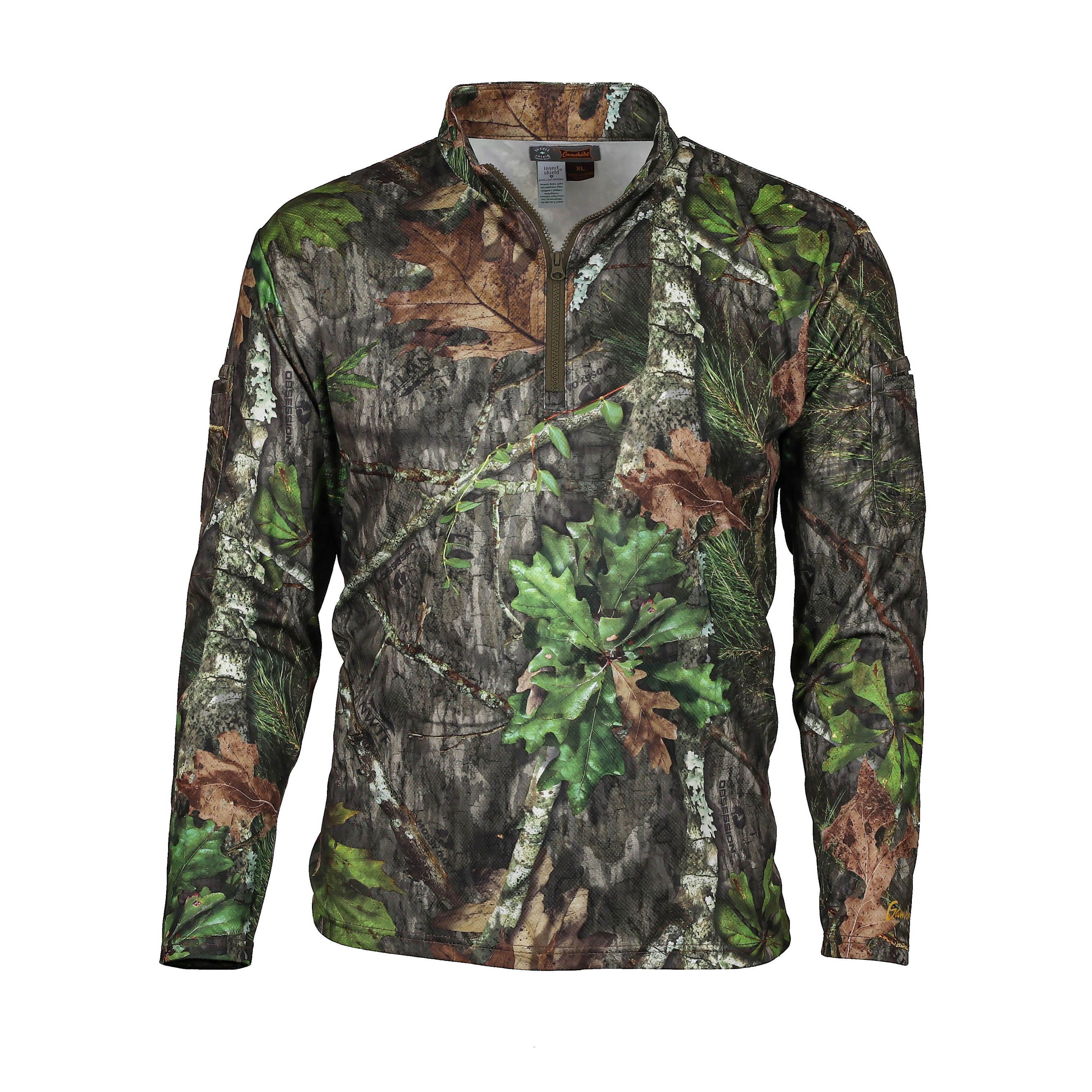 Snapcartshop ElimiTick Tactical Style Quarter Zip Long Sleeve Shirt front (mossy oak obsession)