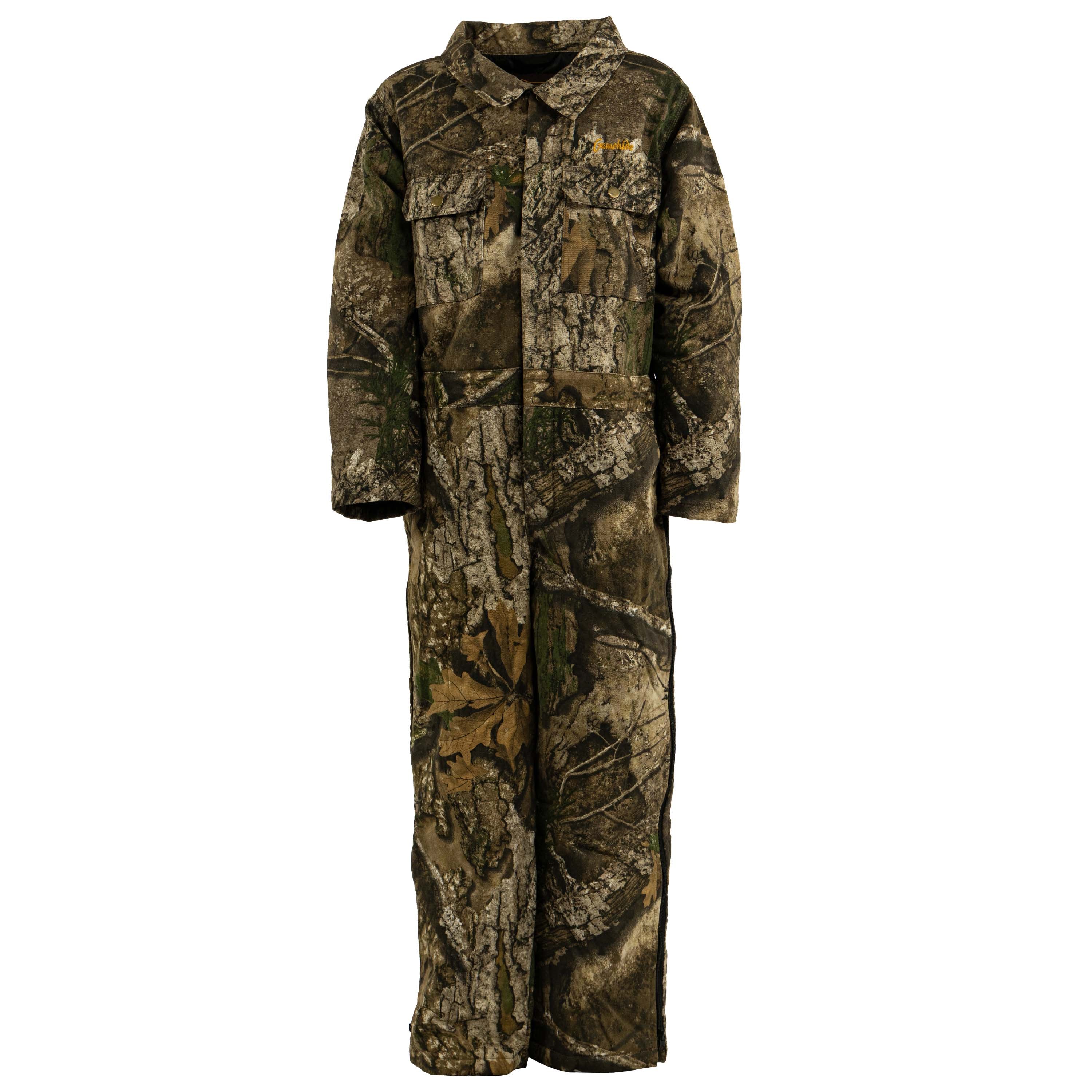 Snapcartshop youth tundra coveralls front view (realtree apx)