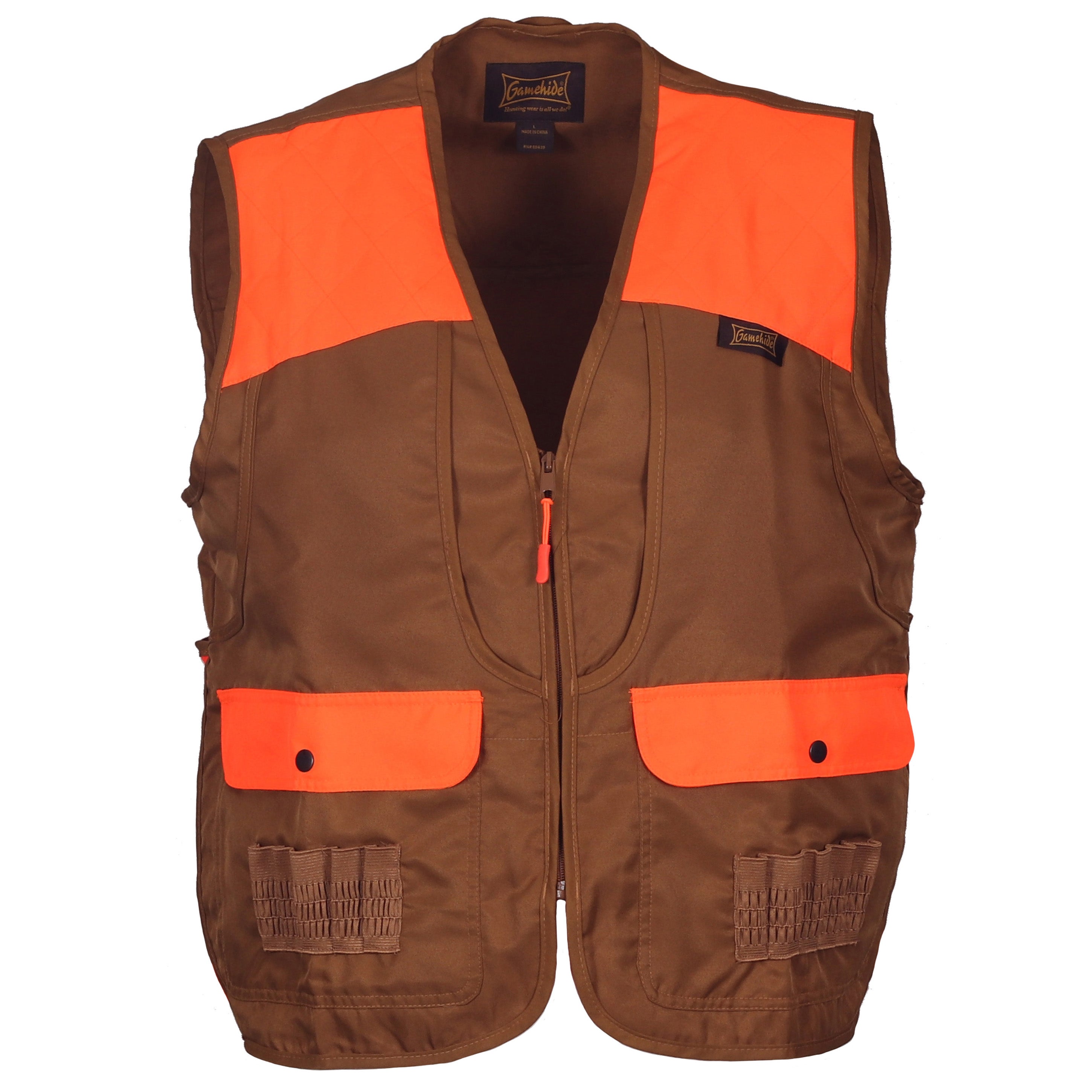 Load image into Gallery viewer, Snapcartshop - Youth Front Loader Vest - Front View - Marsh Orange/Brown
