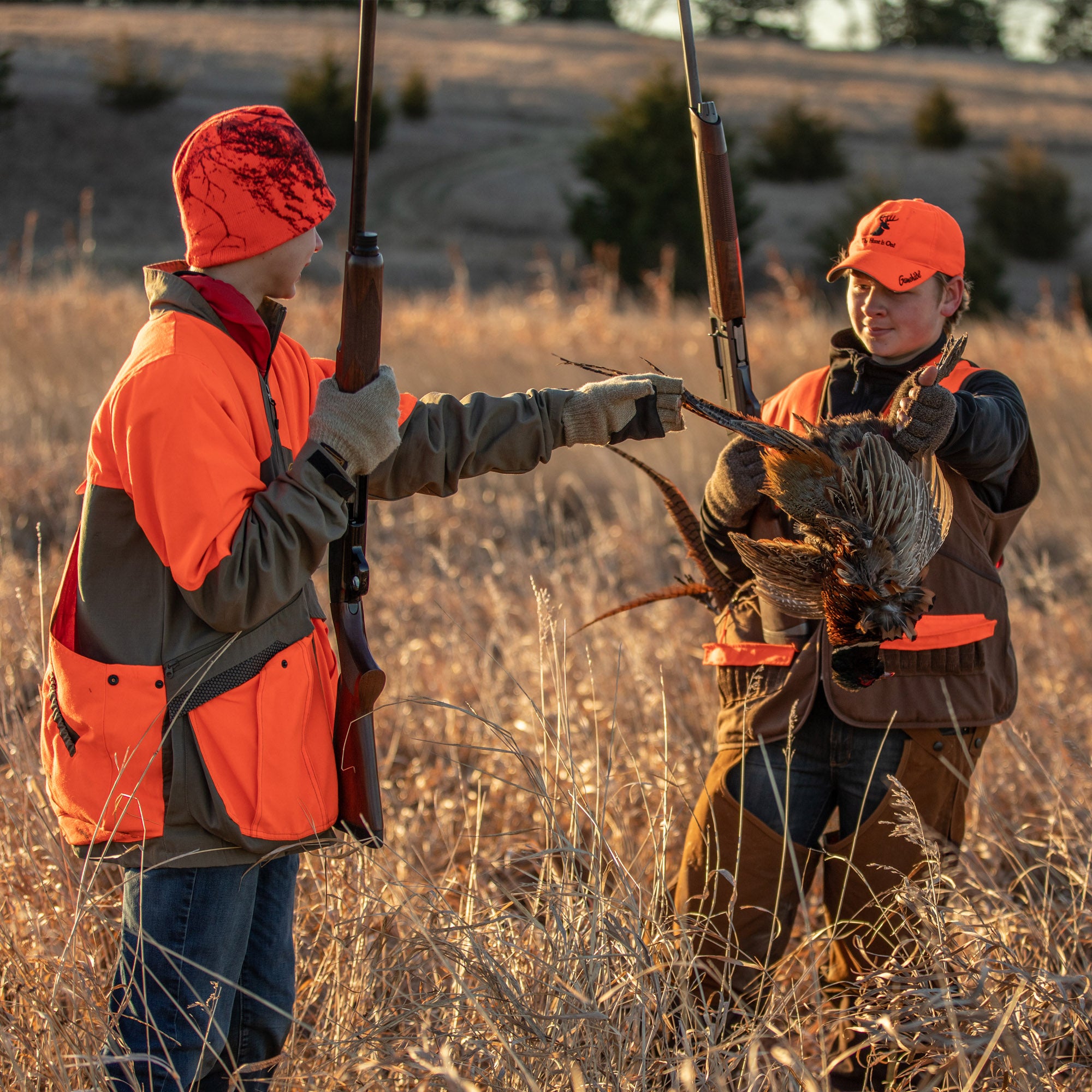 youth upland hunters wearing Snapcartshop in the field